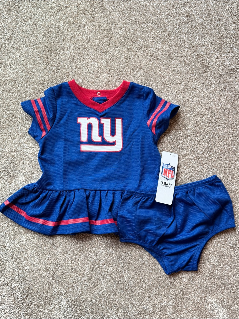 NWT NFL New York Giants Cheerleader Outfit 2 Piece Set 6-12M Baby Girl Game Day